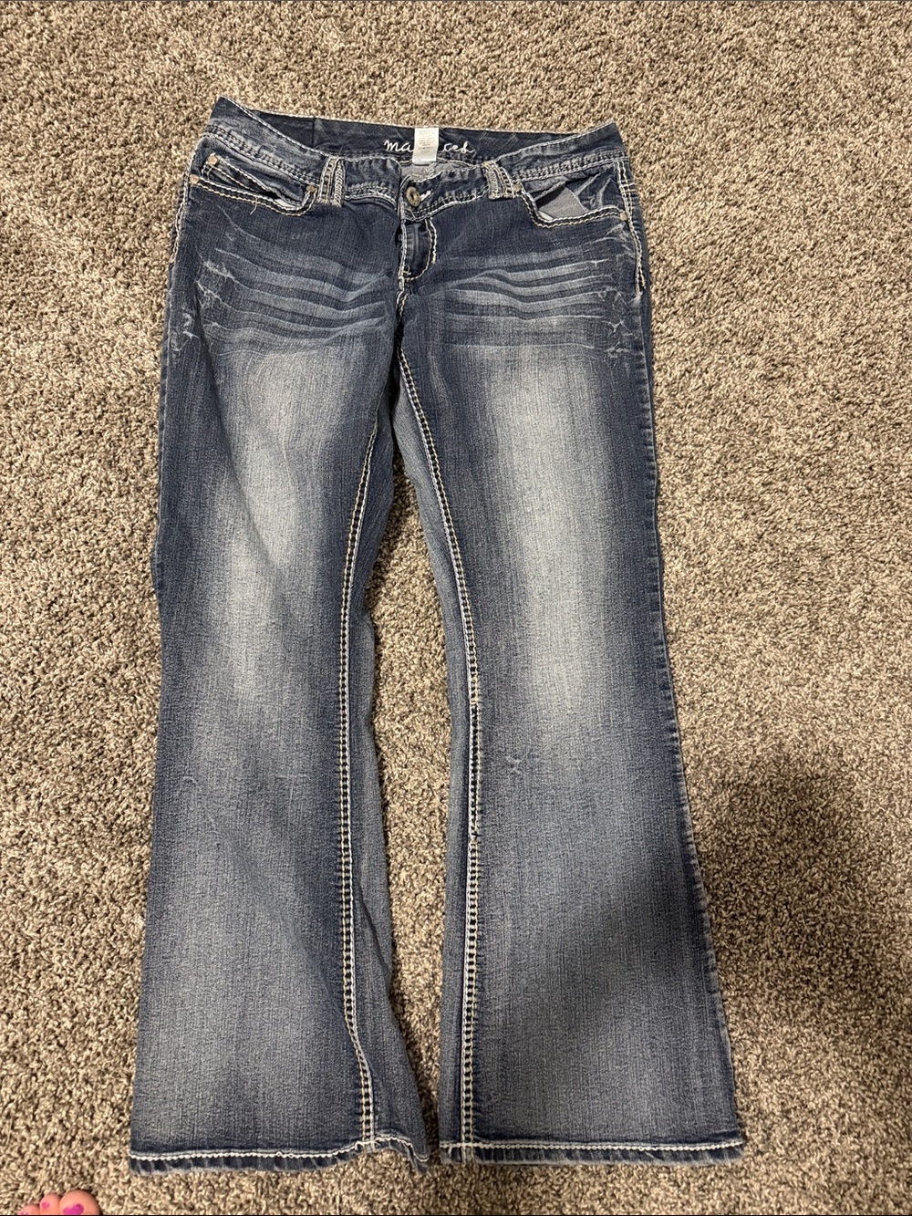Maurices Women's Distressed Medium Blue Flare Jeans